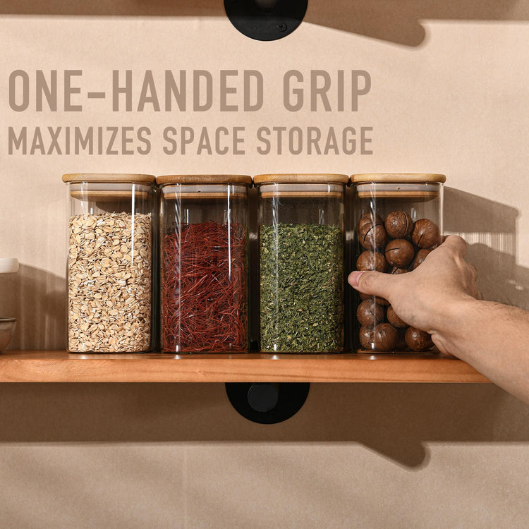 37oz Rectangle Airtight Glass Storage Containers with Bamboo Lids (4 Count)