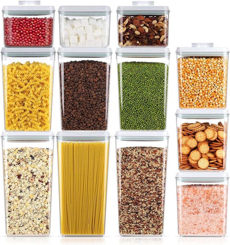 12 Pcs Pop Food Storage Containers Airtight Food Storage Containers Set with Lids Kitchen Pantry Organization and Storage, 3.4Qt, 2.8Qt, 2.1Qt, 1.2Qt