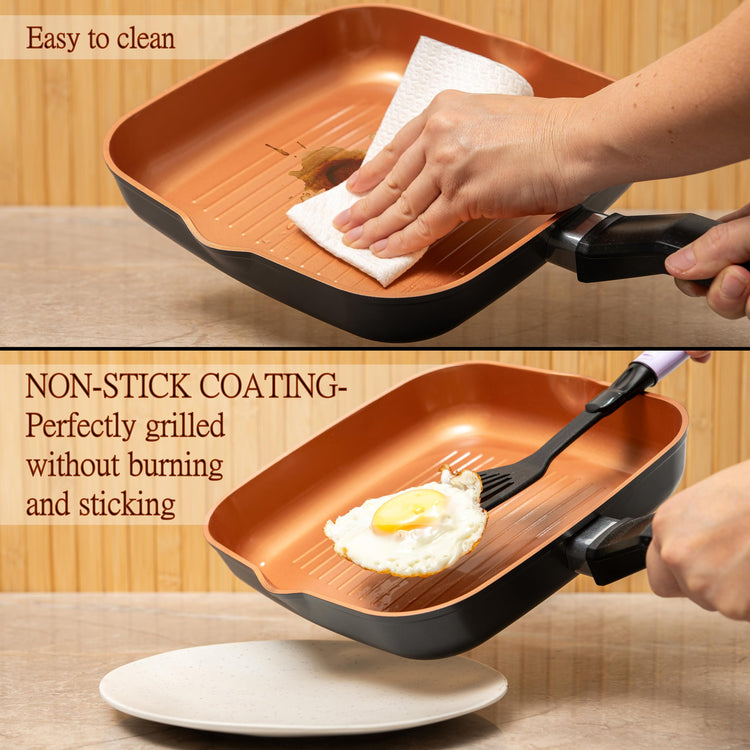 9.5" Grill Pan For Indoor Cooking