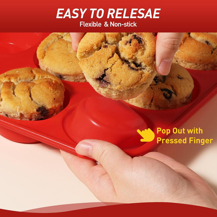 2 Pack 24 Cups Silicone Mini Muffin Pan with Metal Reinforced Frame Silicone Molds Cupcake Cake Baking Cheesecake Pans Cookie Baking Chocoflan Cupcake Mold Mini Bundt Cake Pan Women Gift