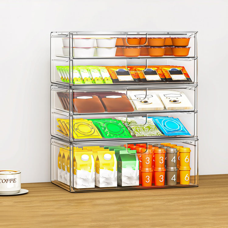 6 Pack Acrylic Stackable Storage Drawers for Vanity