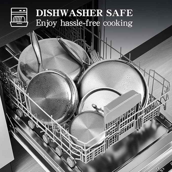 EWFEN Stainless Steel Cookware Set, 3 Ply 17 Piece Stainless Steel Pot and Pan Set, Oven Dishwasher Safe | Induction Compatible Frying Pans, Saucepans, Saute Pan & Stock Pot, PFOA, PTFE & PFOS Free