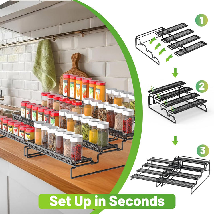 2 Pack Spice Rack Organizer for Cabinet (2 Count)