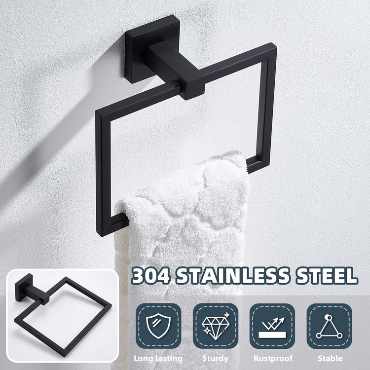 Matte Black Square Towel Holder for Bathroom