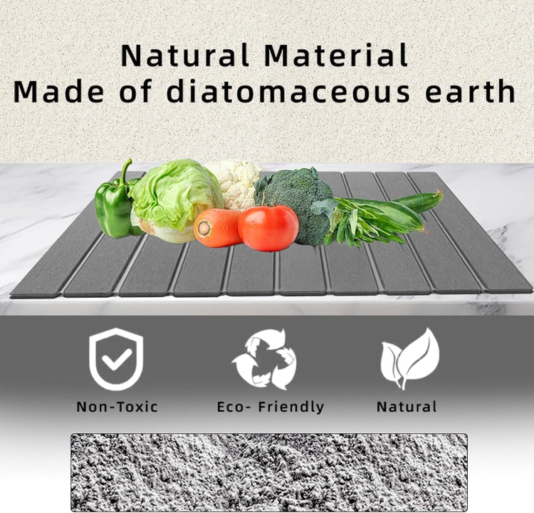 Stone Drying Mat for Kitchen Counter, Collapsible Dish Drying Mat, Fast Drying Diatomaceous Earth Dish Drying Mats, Water Absorbent Diatomite Kitchen Mat (Dark gray, small size)