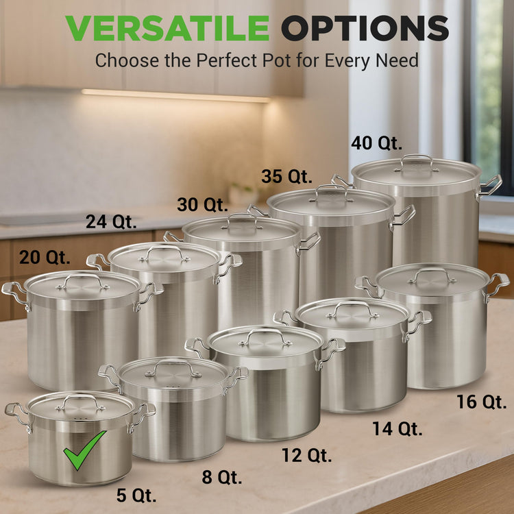 5 Quart Stainless Steel Stockpot with Lid