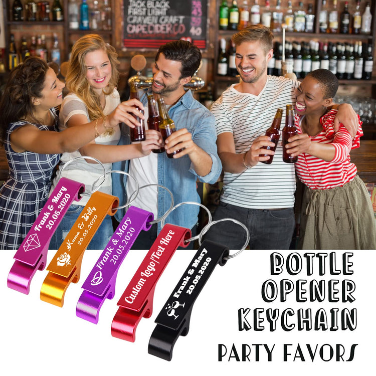 30PCS Personalized Bottle Opener Keychain Bulk Custom Beer Bottle Opener with Logo Text Engraved Wedding Bottle Opener Favors Customized Gifts for Guests Baby Shower Birthday Party