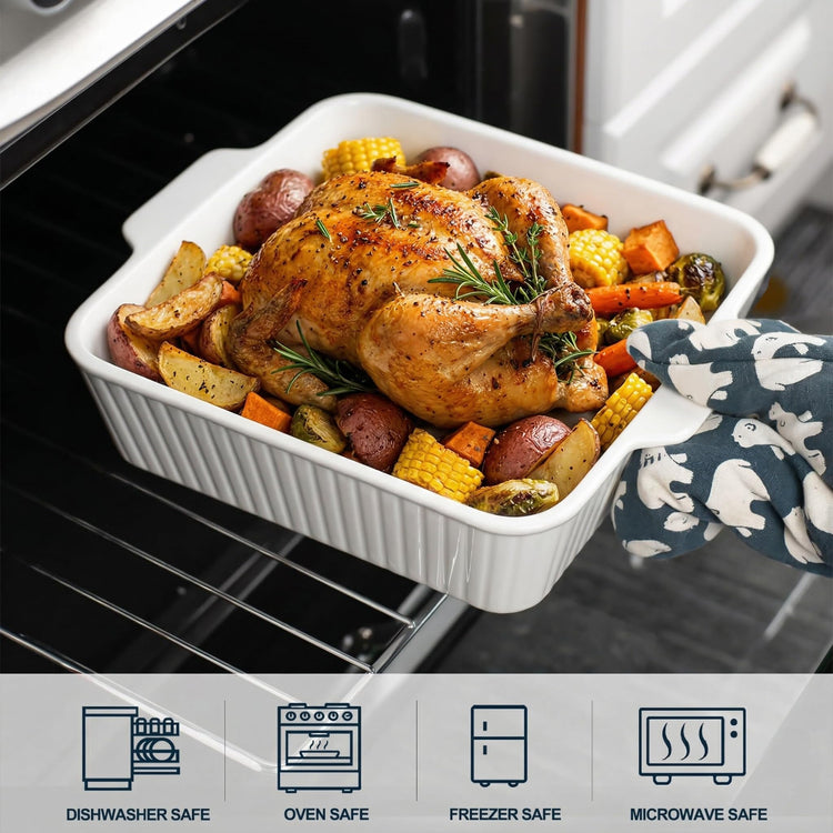 10" Square Ceramic Casserole Dish Set of 2 (2 Count)