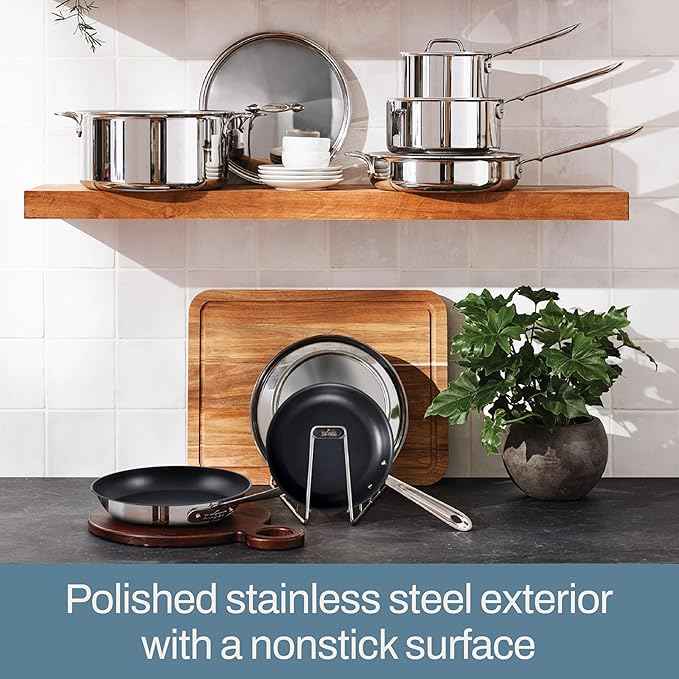 All-Clad Stainless Steel Pro Nonstick Frying Pan Set โ 8 & 10 Inch Skillets, Induction Compatible, Oven & Broiler Safe to 500ยฐF, Professional Cookware, Silver