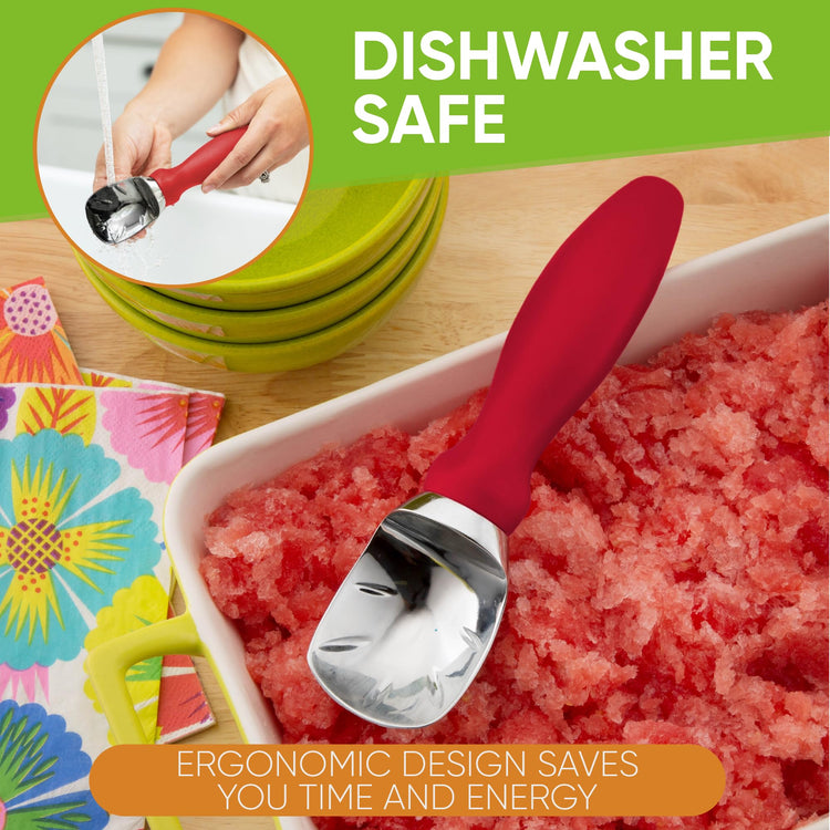 Heavy Duty Metal Ice Cream Scoop with Soft Grip Handle