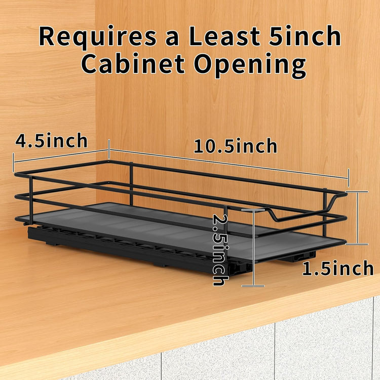 Pull Out Spice Rack Organizer for Cabinet, Heavy Duty Slide Out Spice Rack Organizer for Kitchen Cabinets and Pantry, Fits Spices, Sauces, Canned Food (4.5''Wx10.5''Dx2.5''H)