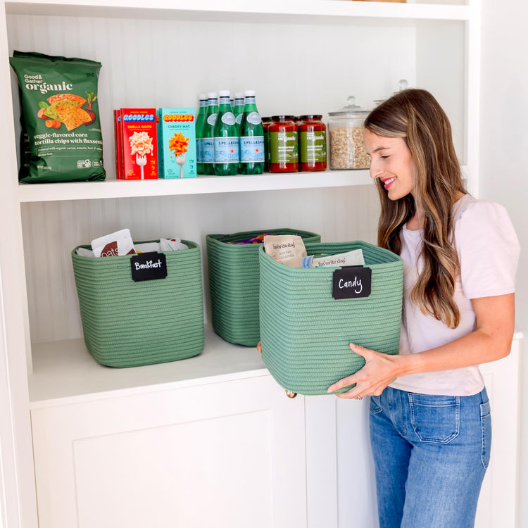 13 Inch Cube Storage Bins Cotton Rope Woven Baskets for Organizing 3 (3 Count)