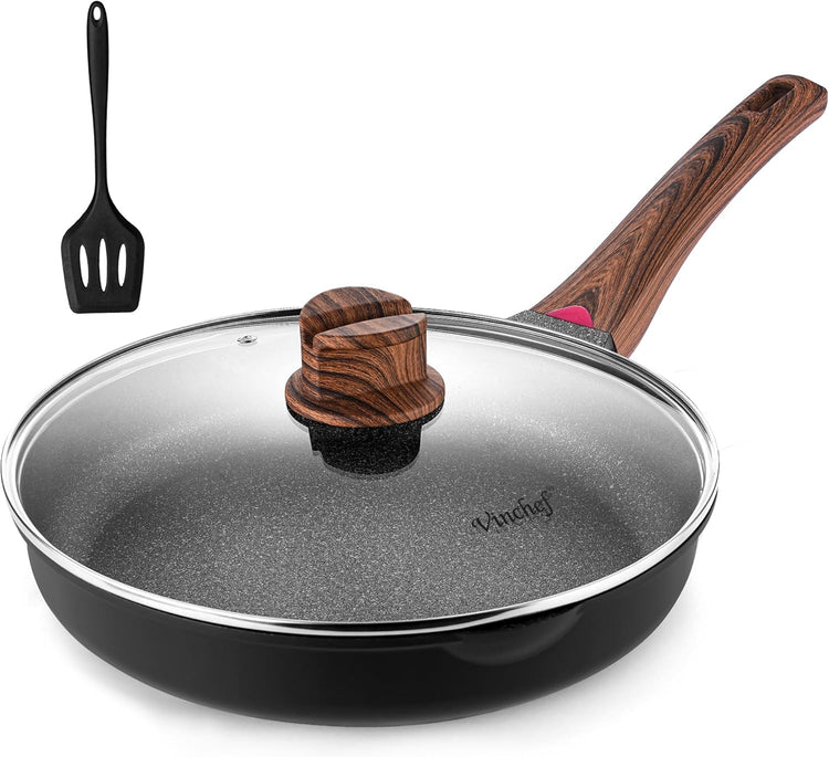 Vinchef 11" Non Stick Frying Pans, Skillet with Lid Used for All Stoves, Induction Non Toxic Cookware, Cooking Pans Nonstick Capable of Kitchen - Nestoria