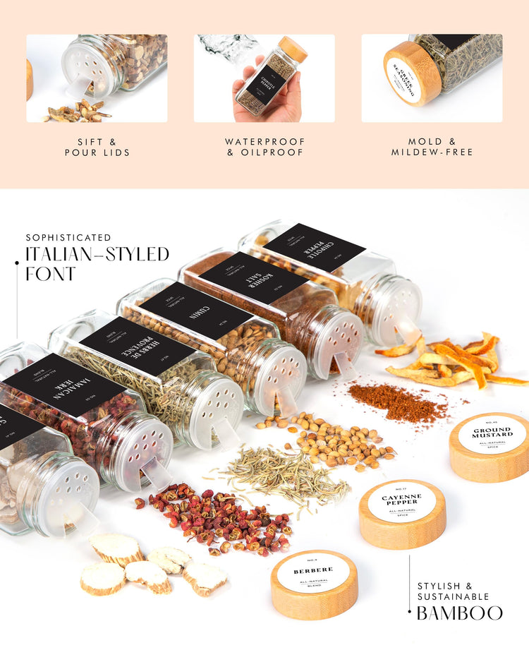 Glass Spice Jars With Bamboo Lids (24 Count)
