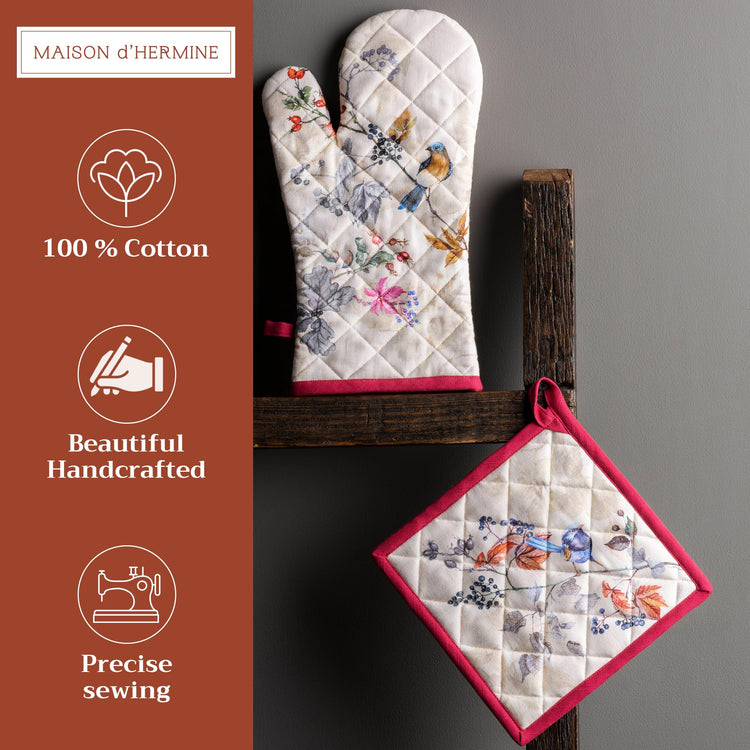 100% Cotton Oven Mitt & Pot Holder Set