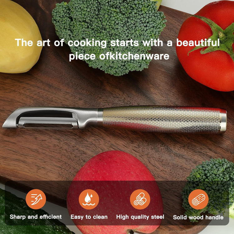 Luxury I-Type Vegetable Peeler – 24K Gold Plated Handle, 304 Stainless Steel Ultra Sharp Blade, Ideal for Potatoes, Apples, and Other Fruits & Vegetables