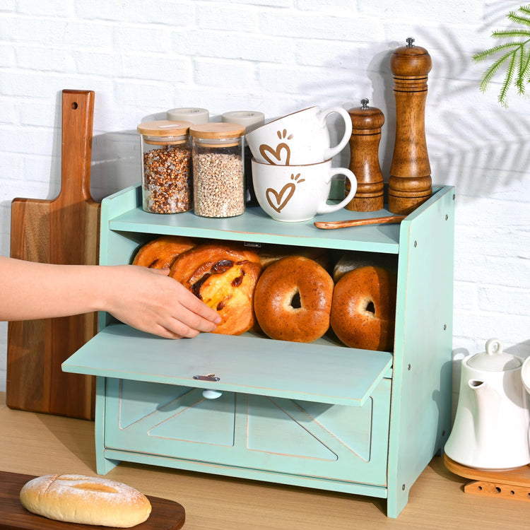 Bamboo Corner Bread Box for Kitchen Countertop 2