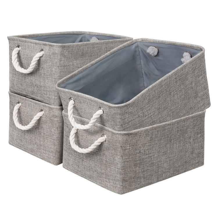Storage Basket Fabric Sturdy Canvas Storage Bins Organizer with Handles for Clothes and Storage Foldable Storage Boxes Cubes (4 Count)