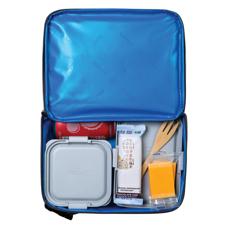 R) Freezable Classic Lunch Box, City Charcoal, Built with EcoFreeze(R) Technology, Collapsible, Reusable, Zip Closure With Front Pocket and Buckle Handle, For Work Lunch
