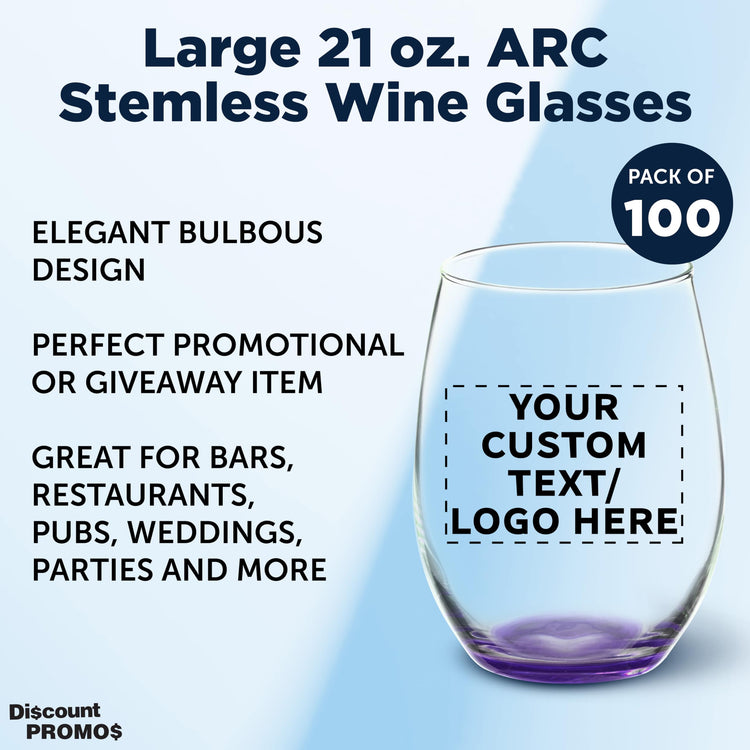 100 ARC Stemless Wine Glasses Set (100 Count)