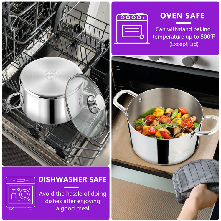 5 Quart Tri Ply Stainless Steel Stock Pot