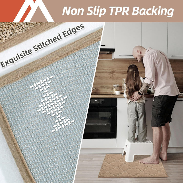 COSY HOMEER Kitchen Rugs Washable Non Slip Kitchen Mats for Floor Absorbent Kitchen Carpet 20" x 32" Soft Rugs for Kitchen,Sink Mat,Entrance,Area Rugs,Beige