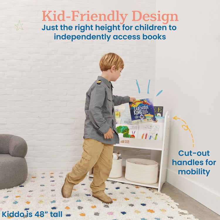 3 Shelf Floor Book Display with Handles and Storage