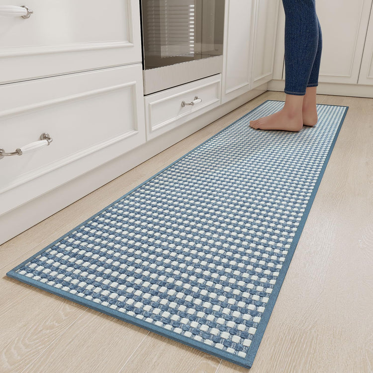 Long Kitchen Runner Rugs Kitchen Mat Non Slip Washable Blue 17"x71"