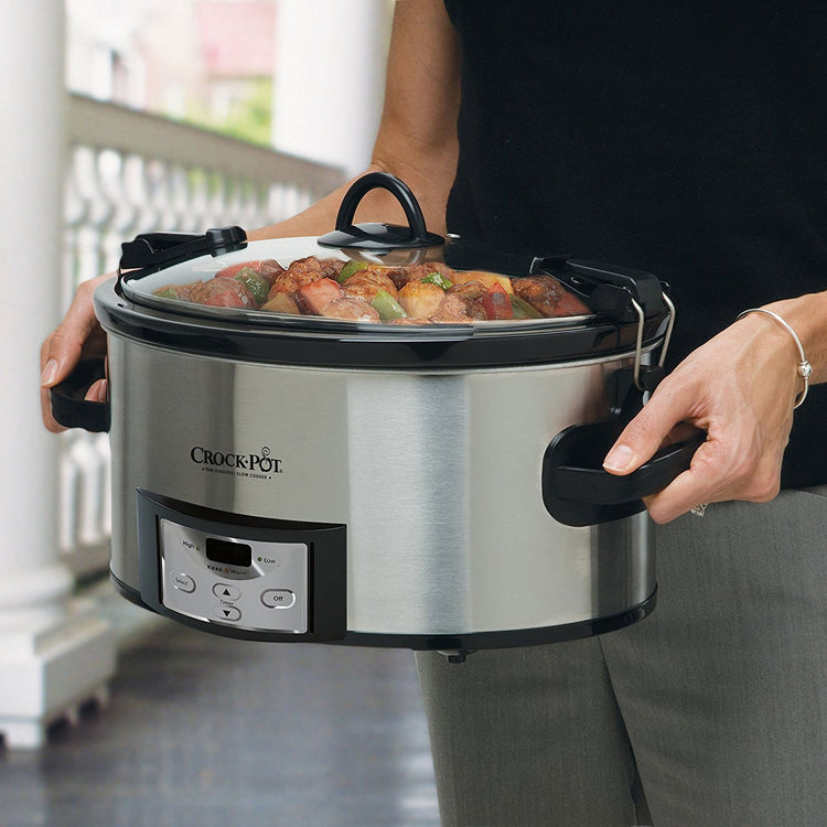 6 Quart Cook & Carry Programmable Slow Cooker with Digital Timer Stainless Steel