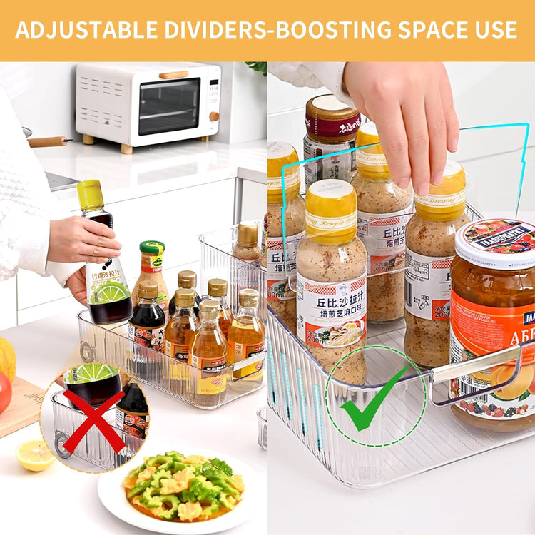 Refrigerator Organizers and Storage Roll Out Storage Bins Fridge Organizer with Wheels BPA-Free Clear Plastic Storage Bins Pantry Organizers and Storage 2 Pack