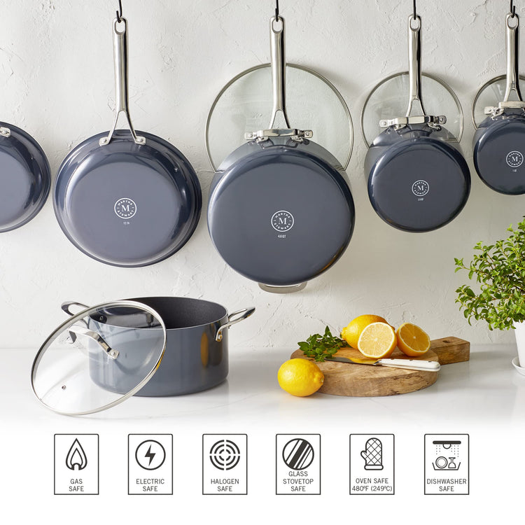 Lockton Premium Nonstick 10 Piece Enamel Heavy Gauge Aluminum Pots and Pans Cookware Set