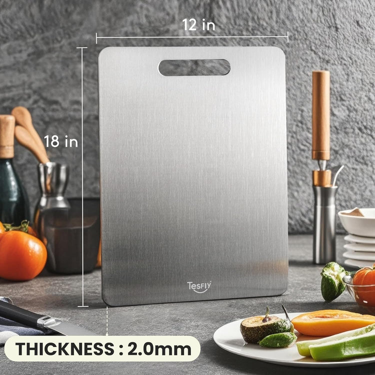 2 Pack Titanium Cutting Board - 100% Pure Titanium Cutting Boards For Kitche,Easy to clean, Double-sided food-grade Cutting Board For Meats, Fruits And Vegetables (X-Large)