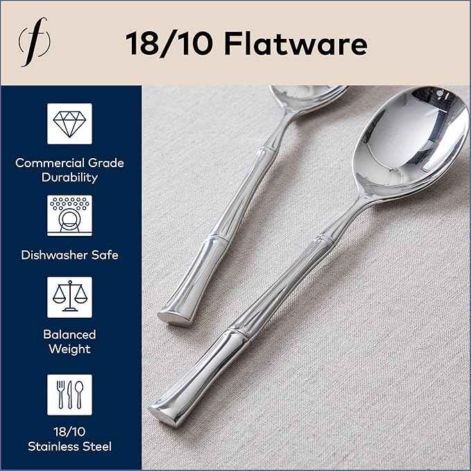 FORTESSA Royal Pacific 18/10 Stainless Steel Flatware, 20 Piece Place Setting With Table Knife, Forks and Spoons (Service For 4), Dishwasher Safe, Polished