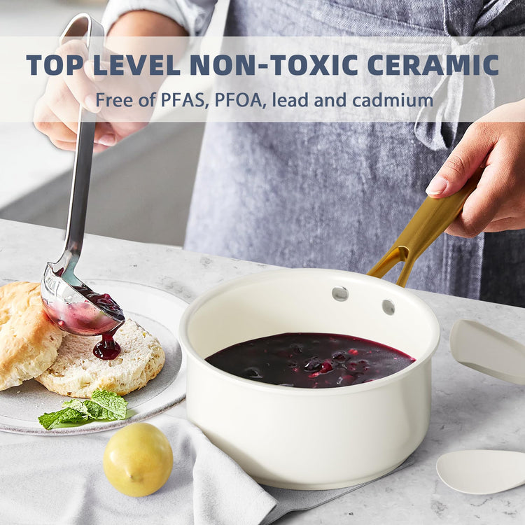 Ceramic Pots and Pans Set Non Stick Cookware Set with Utensils Set