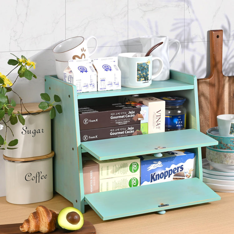 Bamboo Corner Bread Box for Kitchen Countertop 2