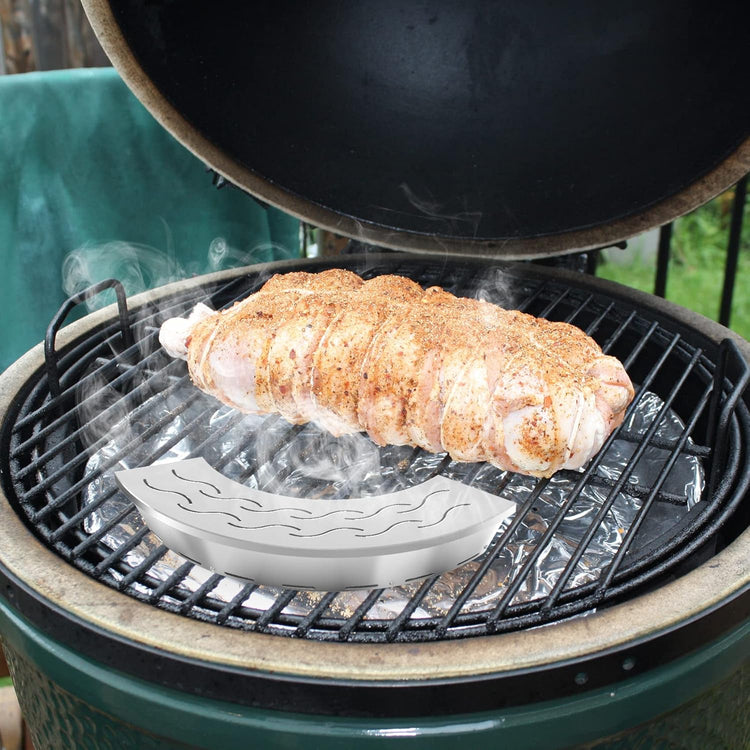 Onlyfire BBQ Smoker Box, Stainless Steel Fan-Shape Smoker Box with Removable Lid, Wood Chip Smoker Box for Charcoal Grills, Kamado Grills - Add Smokey BBQ Flavor to Your Foods, Design Patent