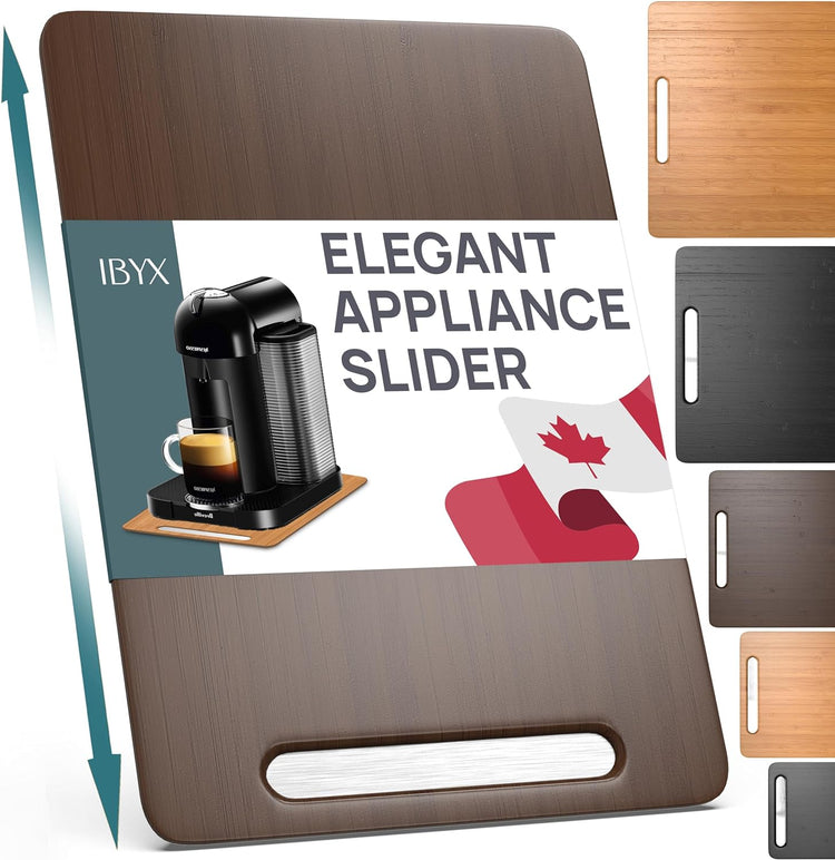 Ibyx Elegant Sliding Tray for Your Coffee Maker & Heavy Kitchen Appliances - Sturdy, Slides Easily from Under The Cabinet (Brown, 9.5βW x 14βD)