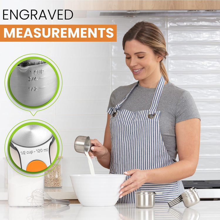 Magnetic Stainless Steel Measuring Cups Set of 7 Patented (7 Count)