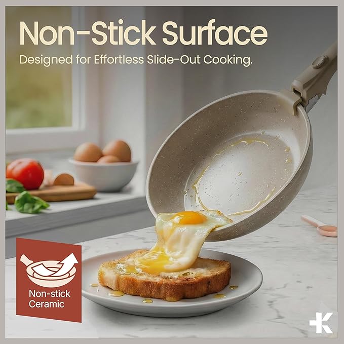 Bakken 17-Piece Ceramic Coated Aluminum Cookware Set, Nonstick Pots and Pans with Lids, Silicone Cooking Utensils & Oven Mitts, All Stovetop Safe Up To 500°F, PTFE & PFAS Free, Dishwasher Safe