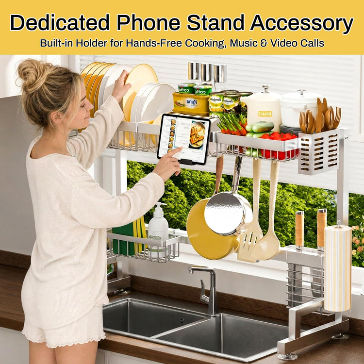 Luxurious 304 Stainless Steel Over Sink Dish Drying Rack