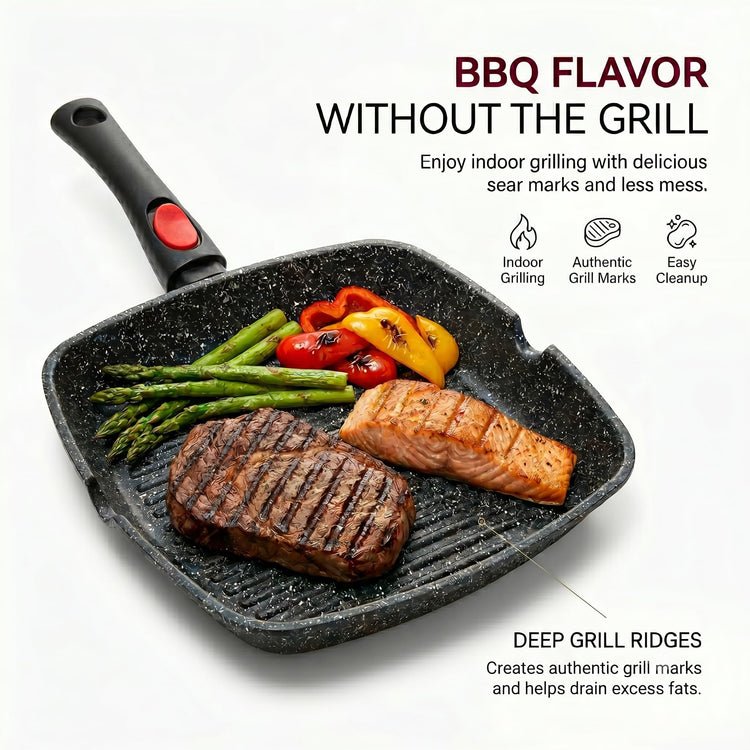 Grill Pan for Indoor Cooking 11Inch Nonstick Square Grill Pan