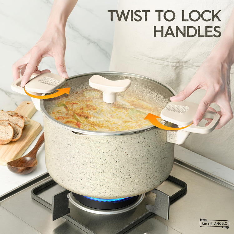 6 Quart Granite Nonstick Cooking Pot with Strainer Lid