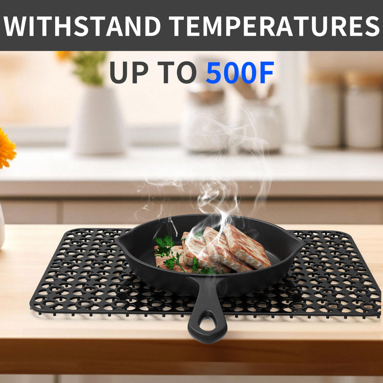 2PCS Sink Mats Sink Protectors Dish Racks Dishwasher Safe Grid Mats for Kitchen Sink Silicone Protect Sink from Stains Damage Scratches Non Slip Heat Resistant Rust Resistant 11"X12" Black (2 Count)