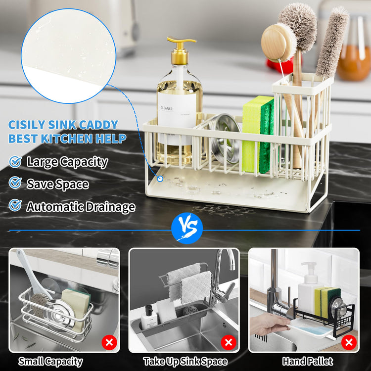Off White Sponge Holder for Kitchen Sink