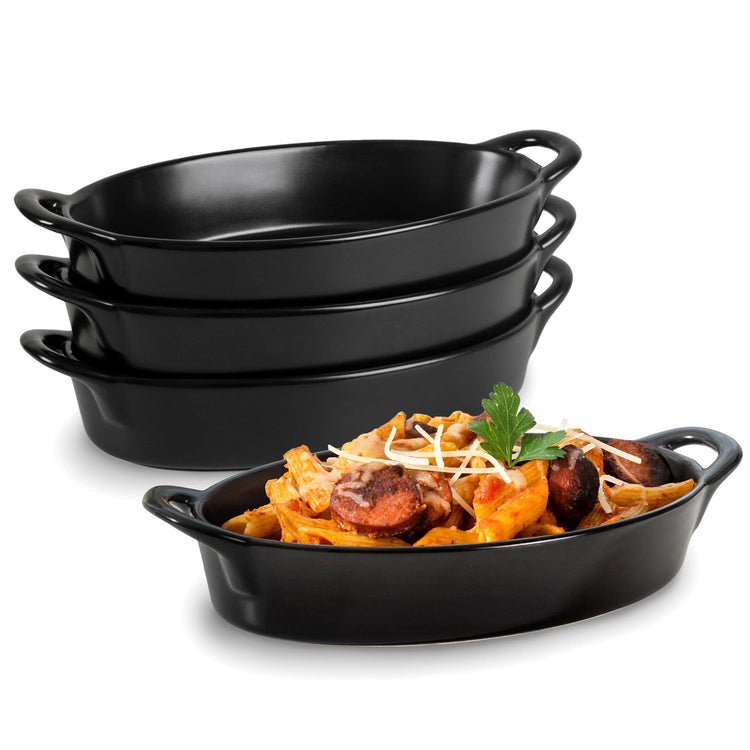 Oval Au Gratin Baking Dishes for Oven Safe and Microwave Cooking and Baking (4 Count)