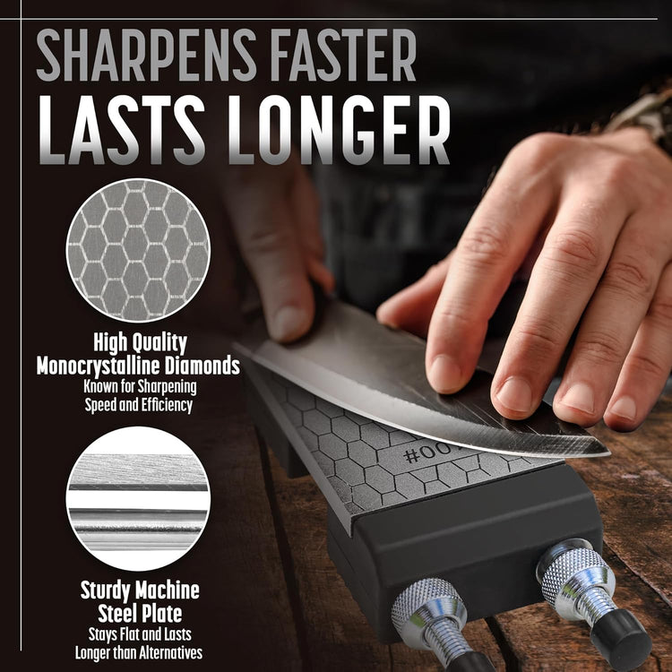 Heavy Duty Diamond Sharpening Stone Set with Adjustable Base, 2-Sided Fine/Coarse Grit Diamond Sharpening Plate, Fast & Efficient Diamond Knife Sharpener for Knives and Chisels from Schaaf Tools