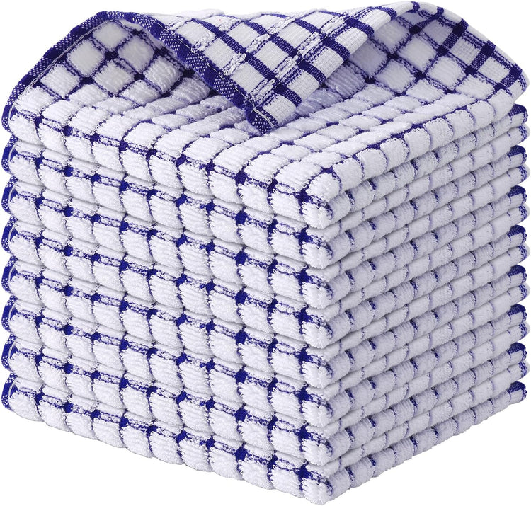 Kitinjoy Cotton 8 Pack Terry Kitchen Dish Cloths, 12 x 12 Inches Super Soft and Absorbent Dish Rags, Quick Drying Dish Towels for Washing Dishes, Blue - Nestoria