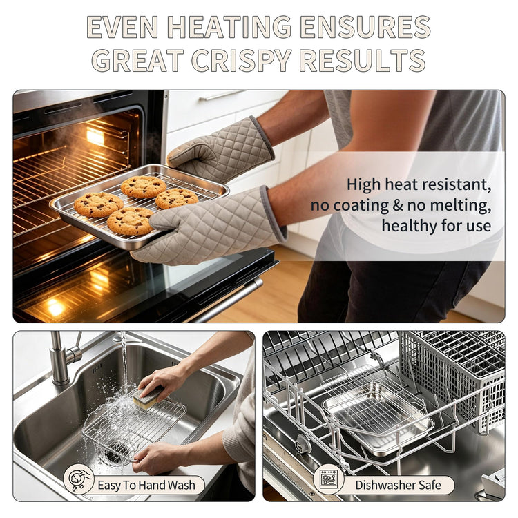 Stainless Steel Toaster Oven Pan with Rack Set