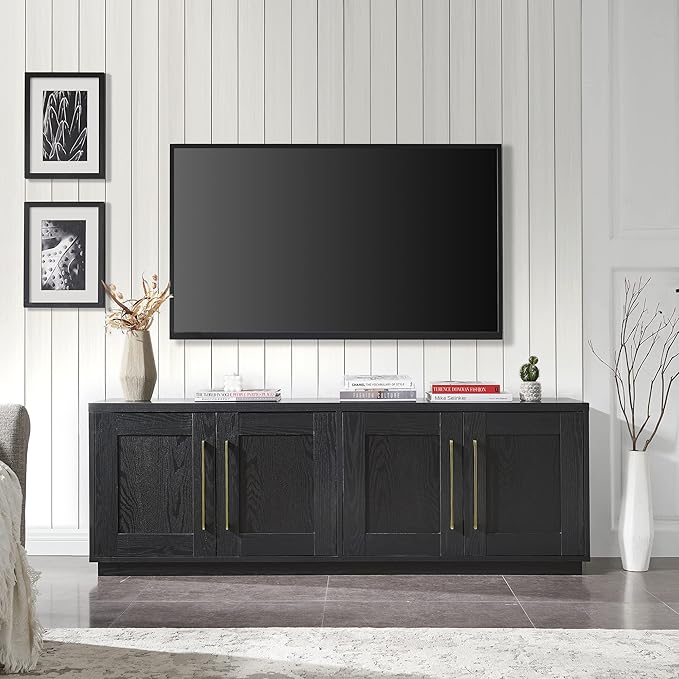Henn&Hart Tillman Rectangular TV Stand for TV's up to 80" in Black Grain | Rectangular, for TV's, in Black Grain