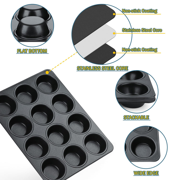 Nonstick Muffin Pan 12 Cups Set of 2 (2 Count)